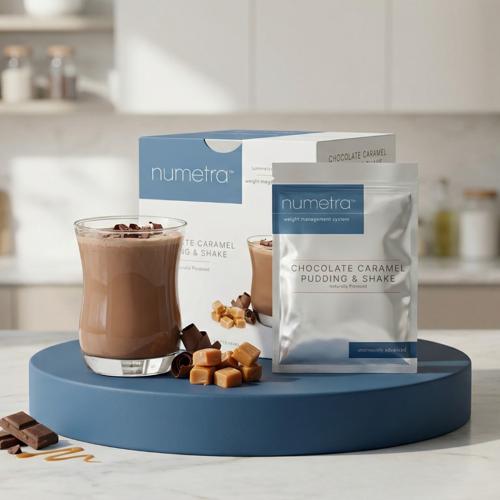 Numetra Chocolate Caramel Pudding and Shake | 20g Protein | 7 Count