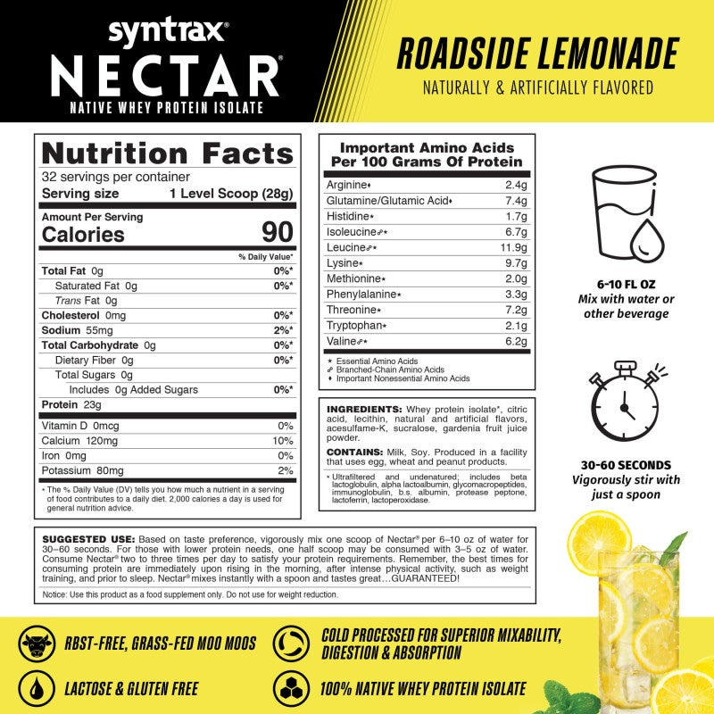 Syntrax Nectar Grab n Go - Lemonade 23g Protein (1 Pack)