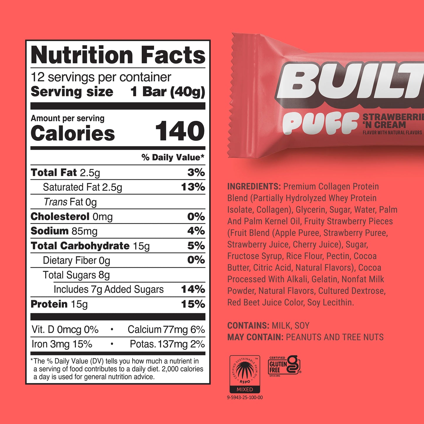 Built Bar Strawberries 'N Cream Puff (1ct)