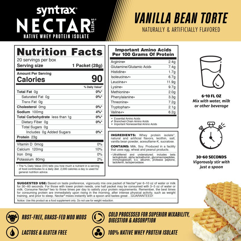 Syntrax Nectar Grab n Go - Vanilla Bean Torte 23g Protein (20 Pack)
