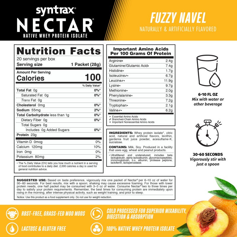 Syntrax Nectar Grab n Go - Fuzzy Navel 23g Protein (1 Pack)