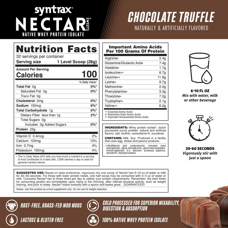 Syntrax Nectar 2lb Protein Powder - Chocolate Truffle (32 Serv)