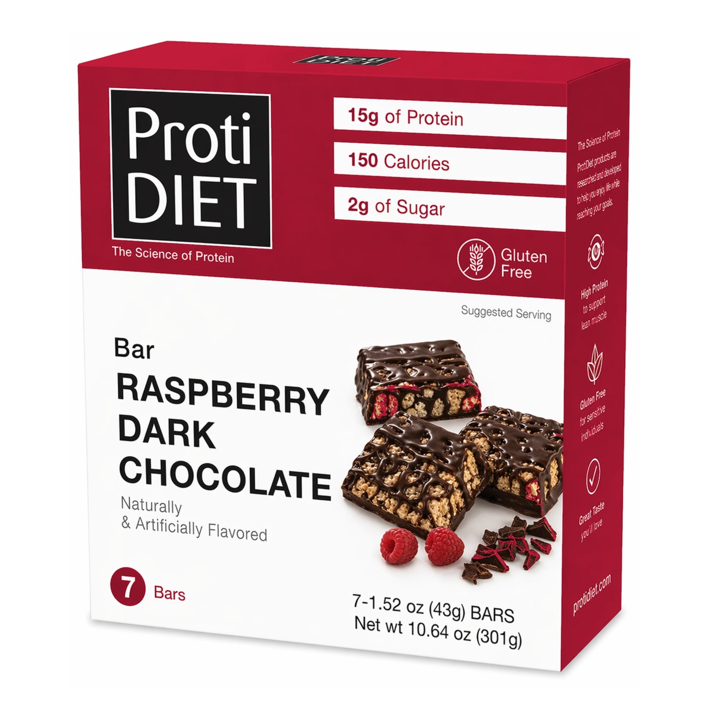ProtiDIET Raspberry Dark Chocolate Protein Bars (7ct)