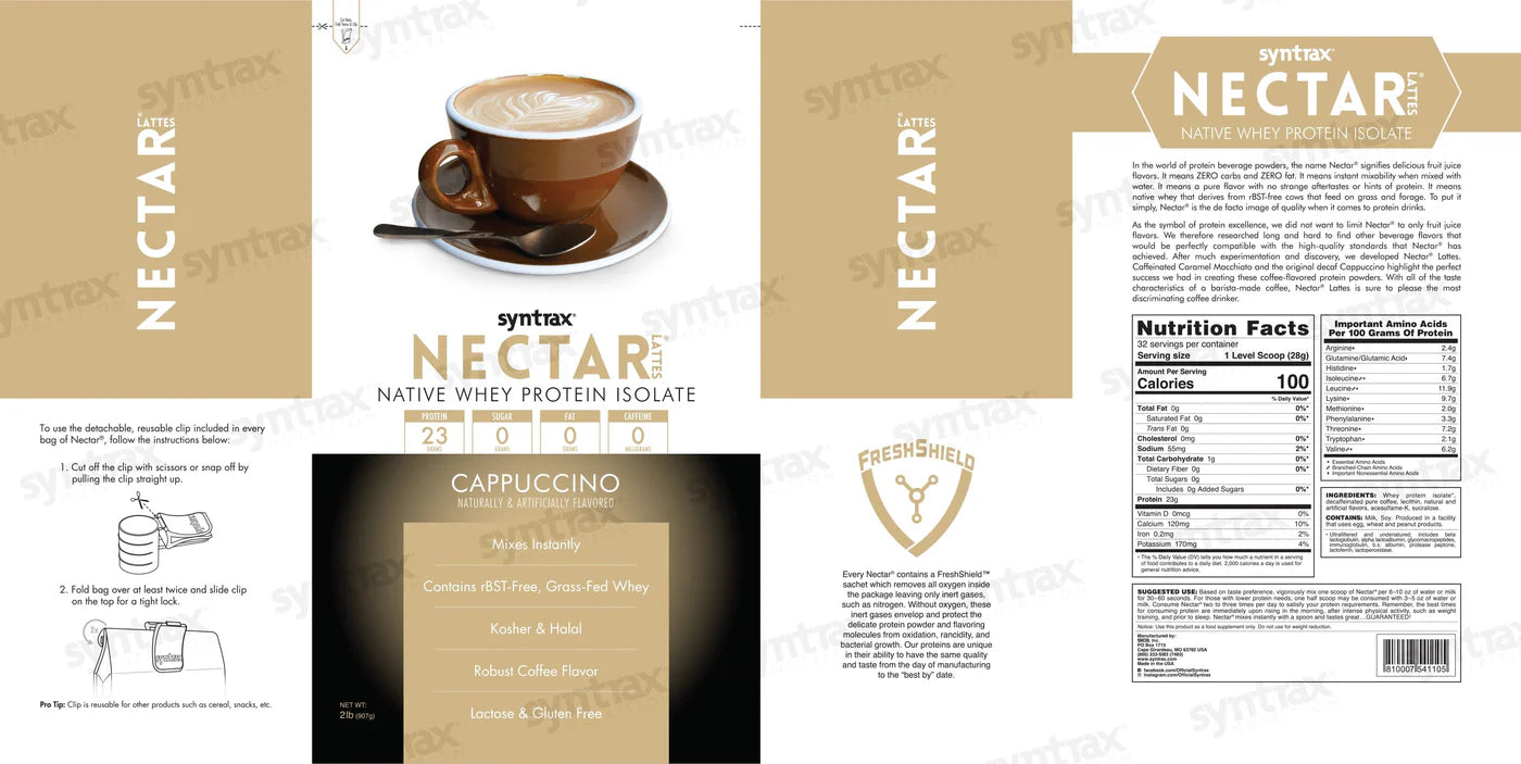 Syntrax Nectar 2lb Protein Powder - Decaf Cappuccino (32 Serv)