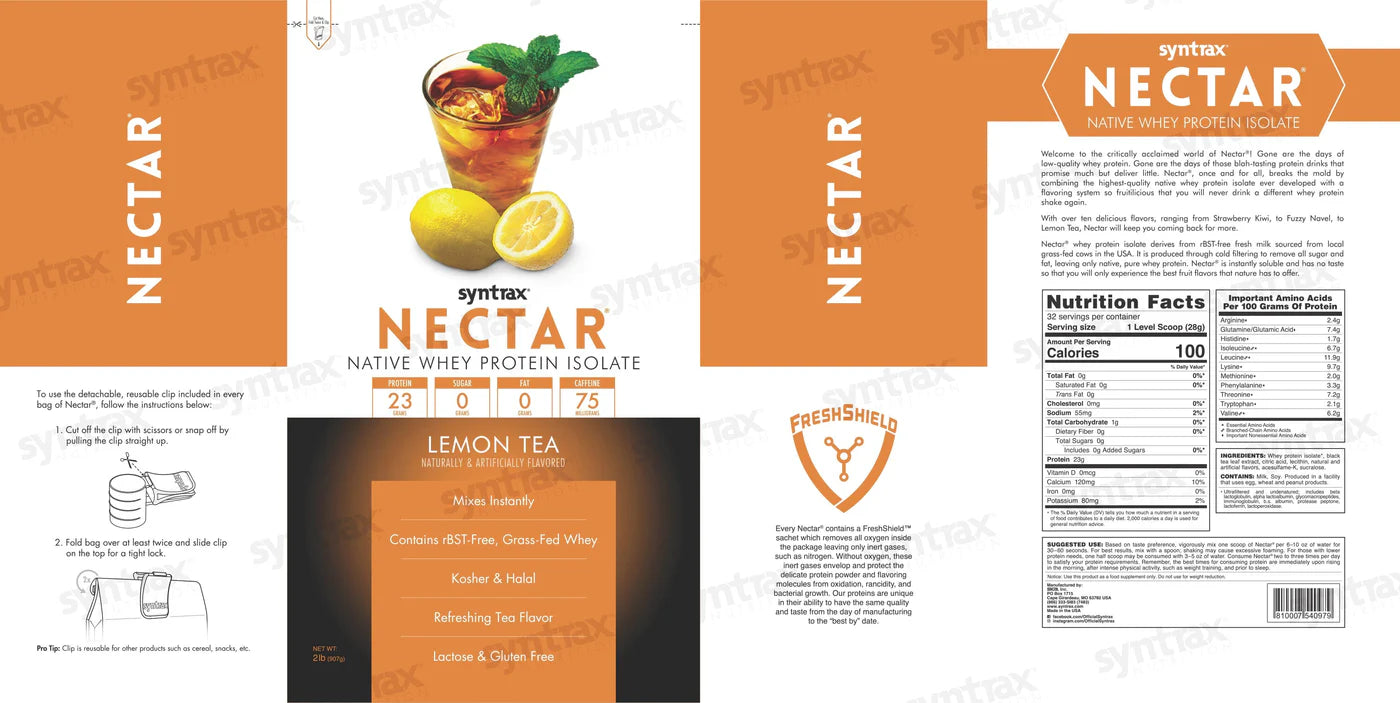 Syntrax Nectar 2lb Protein Powder - Lemon Tea (32 Serv)