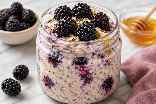 Honey Blackberry Protein Overnight Oats