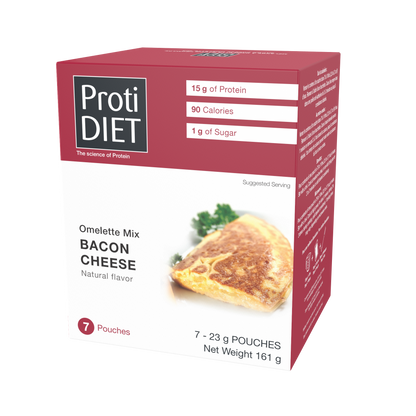 ProtiDIET High-Protein Bacon Cheese Omelette | Weight-Loss Friendly (7ct)
