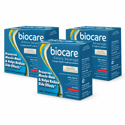BioCare Vanilla Beverage GLP-1 Support | 30g Protein | 3 Boxes, 42 Total Servings