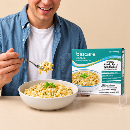 BioCare Creamy Alfredo with Ch'ken Entree GLP-1 Support | 35g Protein | 3 Boxes, 15 Total Servings