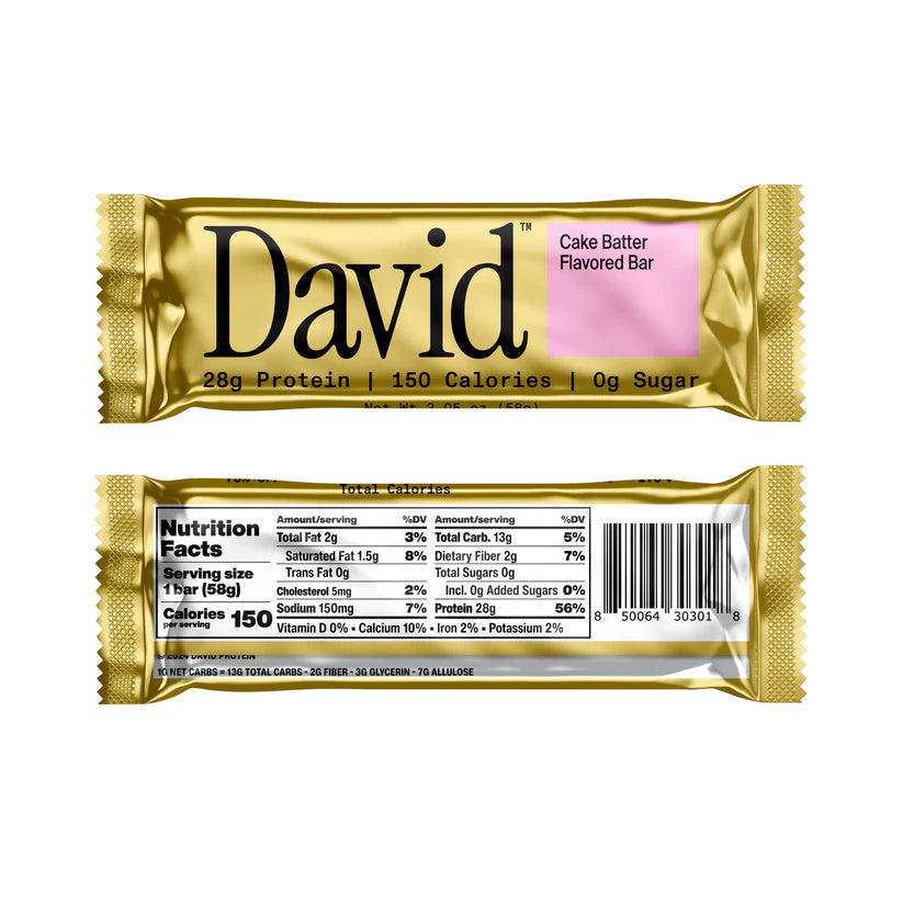 David Bars 28g High-Protein | Cake Batter (12ct)
