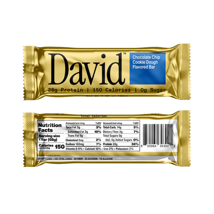 David Bars 28g High-Protein | Chocolate Chip Cookie Dough (1ct)