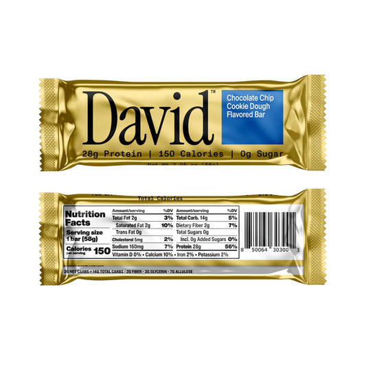 David Bars 28g High-Protein | Chocolate Chip Cookie Dough (1ct)