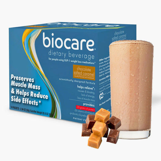 BioCare Chocolate Salted Caramel Beverage GLP-1 Support | 30g Protein | 14 Count