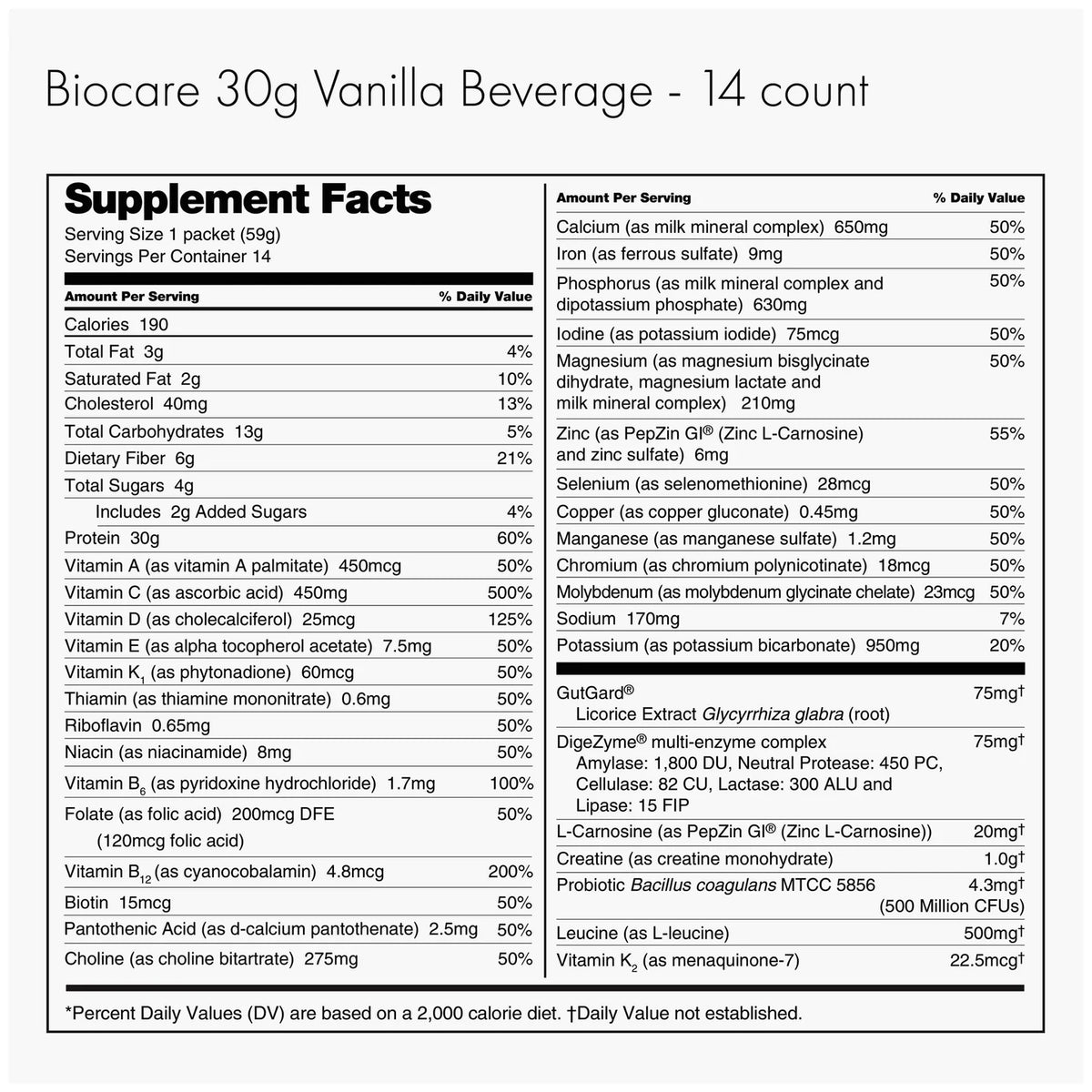 BioCare Vanilla Beverage GLP-1 Support | 30g Protein | 3 Boxes, 42 Total Servings