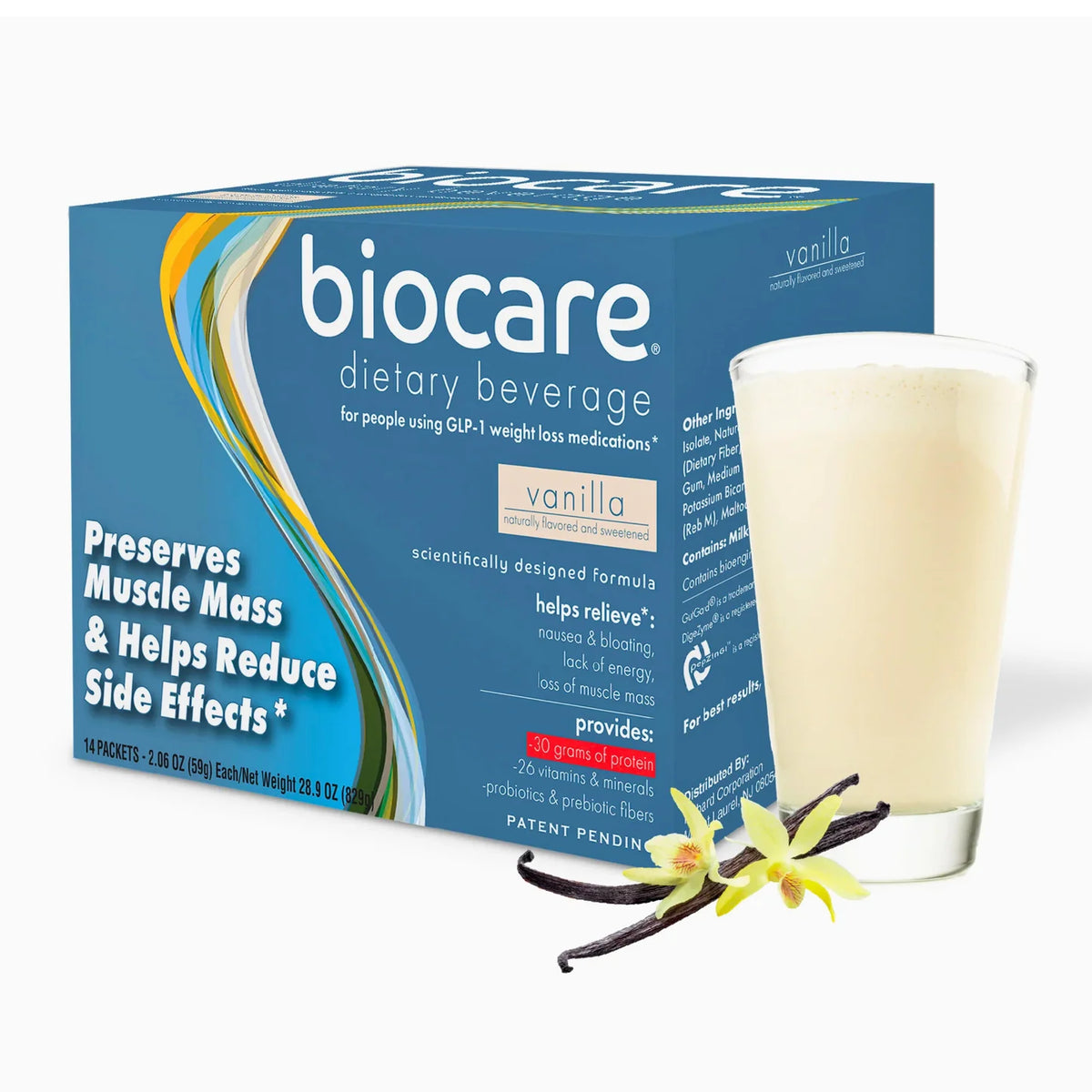 BioCare Vanilla Beverage GLP-1 Support | 30g Protein | 14 Count