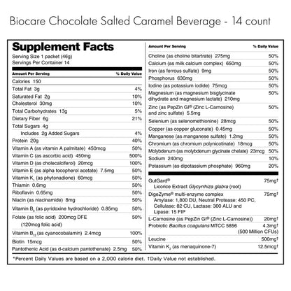BioCare Chocolate Salted Caramel | GLP-1 Beverage | 20g Protein (14ct)