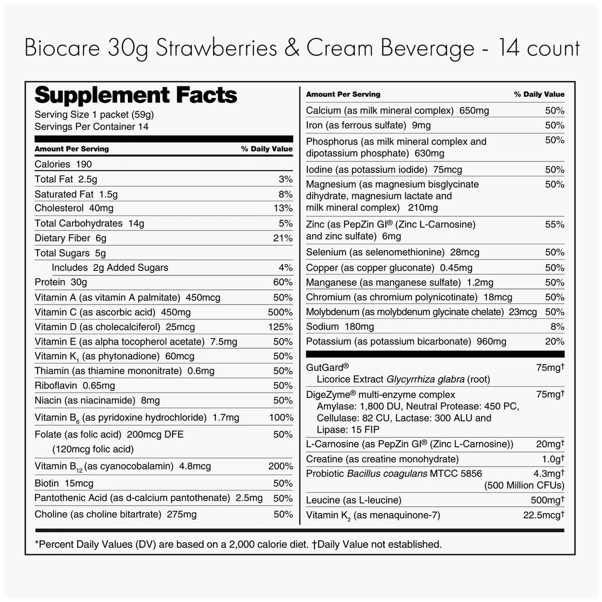 BioCare Strawberries & Cream Beverage GLP-1 Support | 30g Protein | 3 Boxes, 42 Total Servings