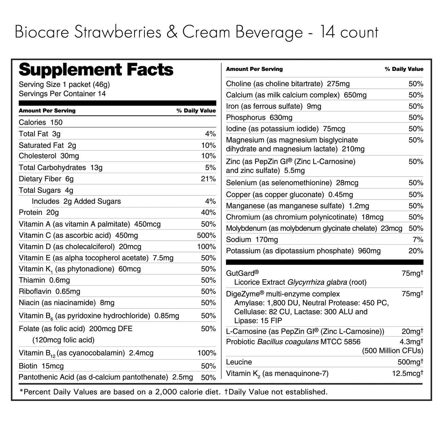 BioCare Strawberries & Cream | GLP-1 Beverage | 20g Protein (14ct)