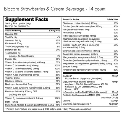 BioCare Strawberries & Cream | GLP-1 Beverage | 20g Protein (14ct)
