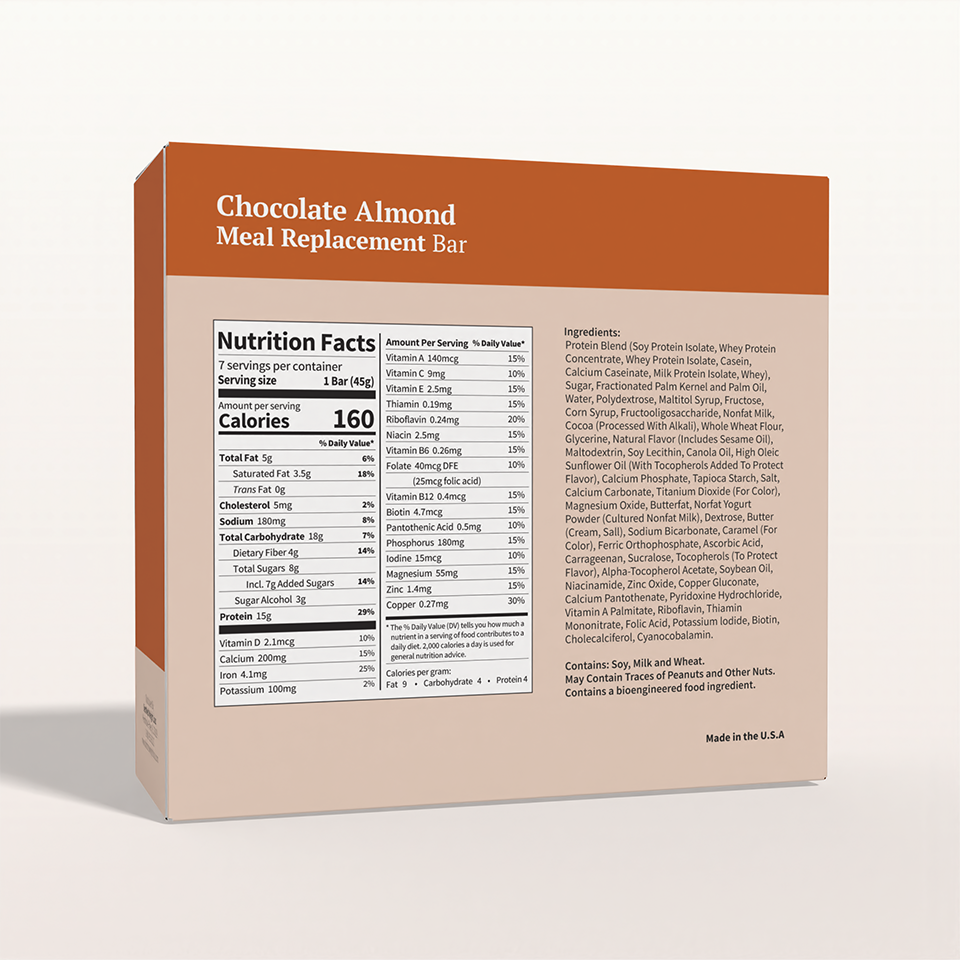 BestMed Meal Replacement Protein Bar, Chocolate Almond Protein Bar (7ct)