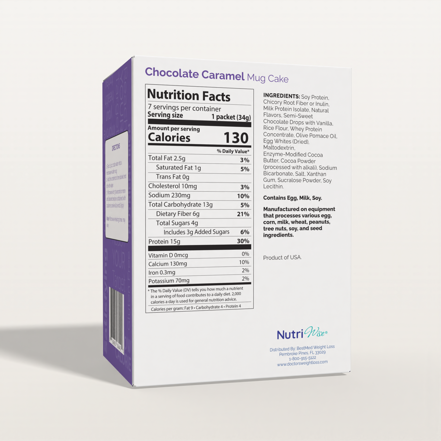 NutriWise Protein Mug Cake, Chocolate Caramel (7ct)