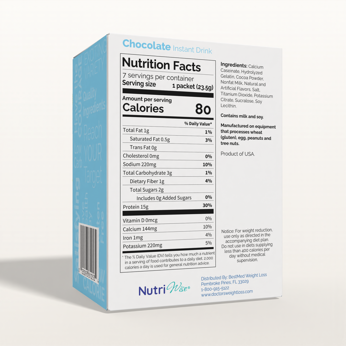 NutriWise Chocolate Instant Protein Drink (7ct)