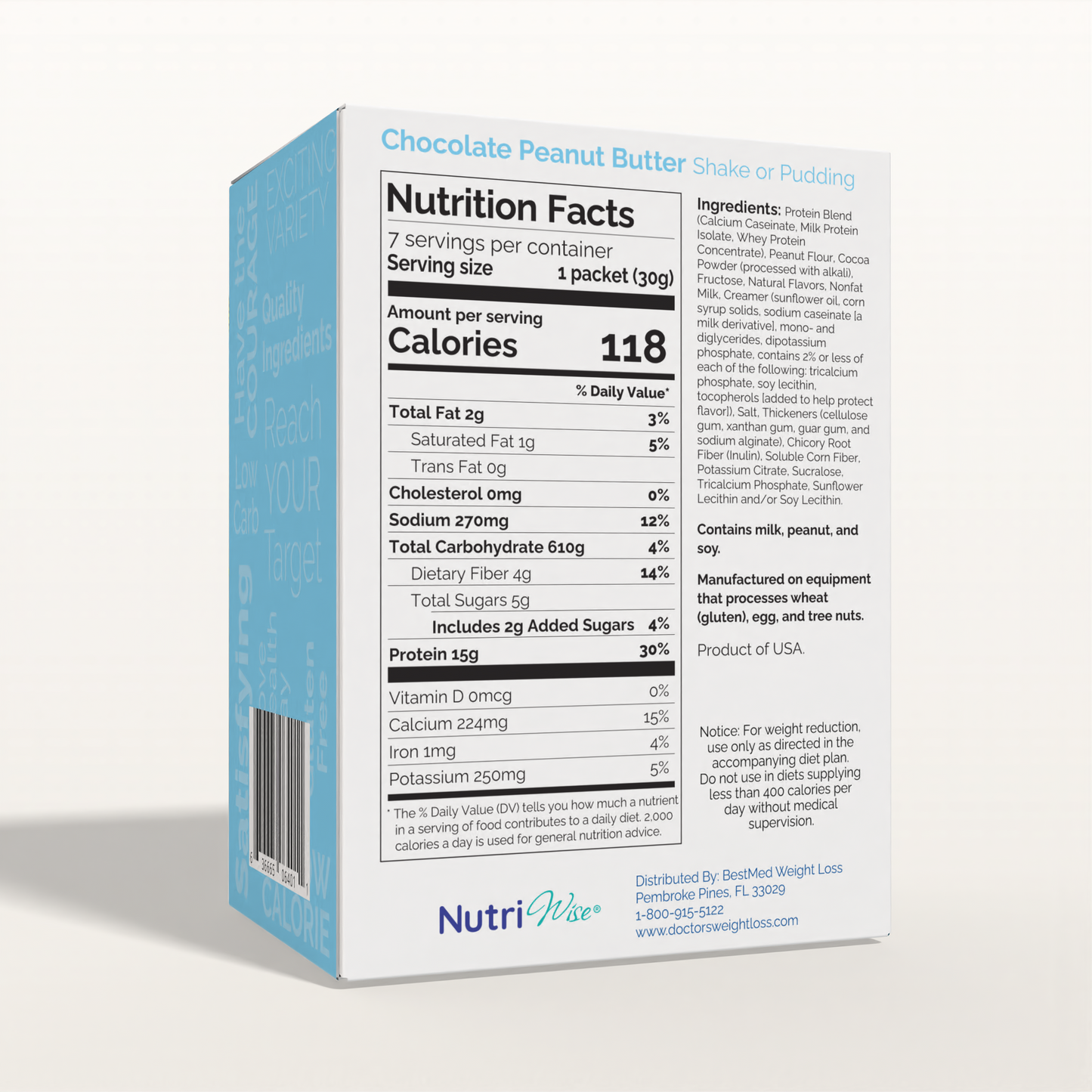 NutriWise Chocolate Peanut Butter Protein Shake or Pudding (7ct)