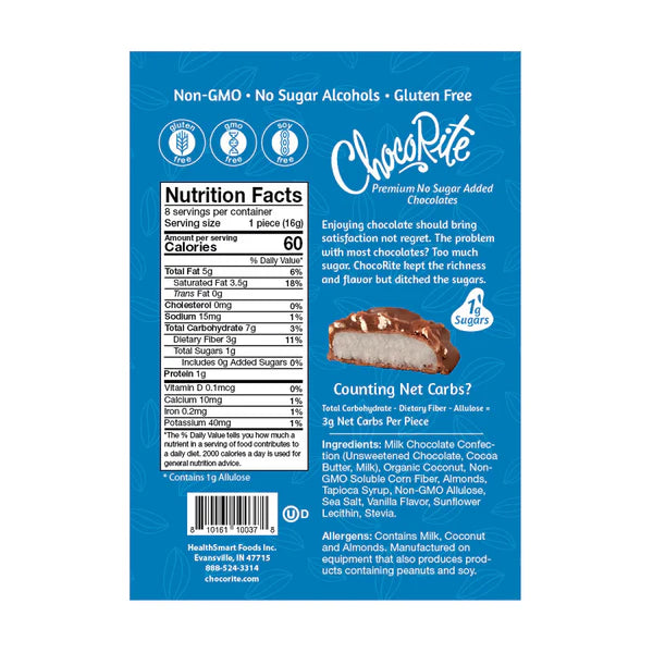 ChocoRite Milk Chocolate Coconut Almond | Keto-Friendly (8 ct)