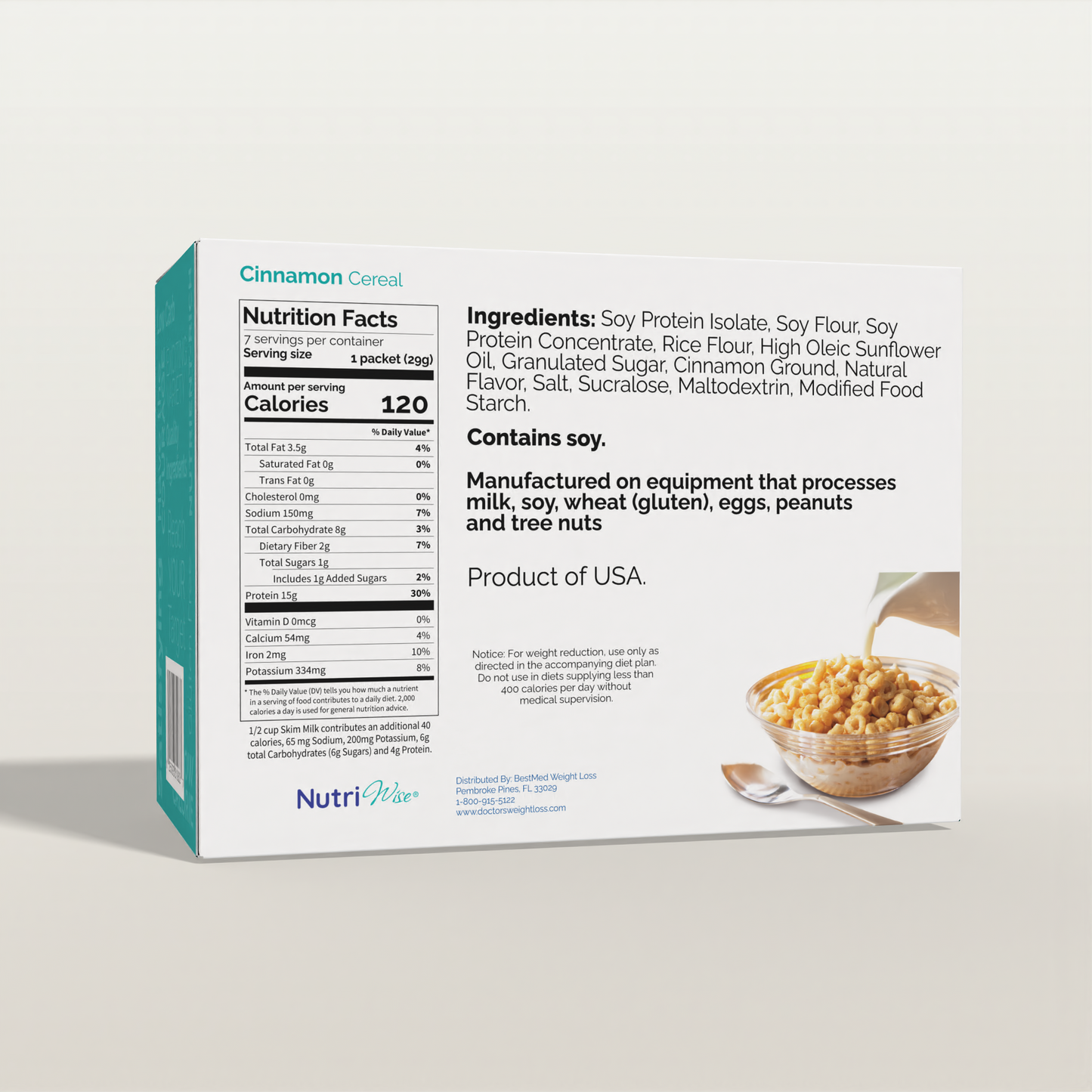 NutriWise Cinnamon Cereal | High-Protein Breakfast (7ct)