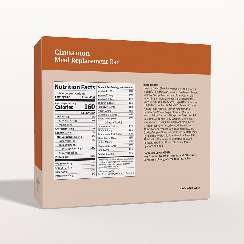 BestMed Meal Replacement High-Protein Bar, Cinnamon (7ct)