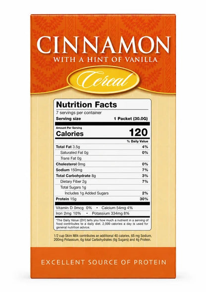 NutriWise Cinnamon Vanilla Cereal | 15g High-Protein Breakfast (7ct)