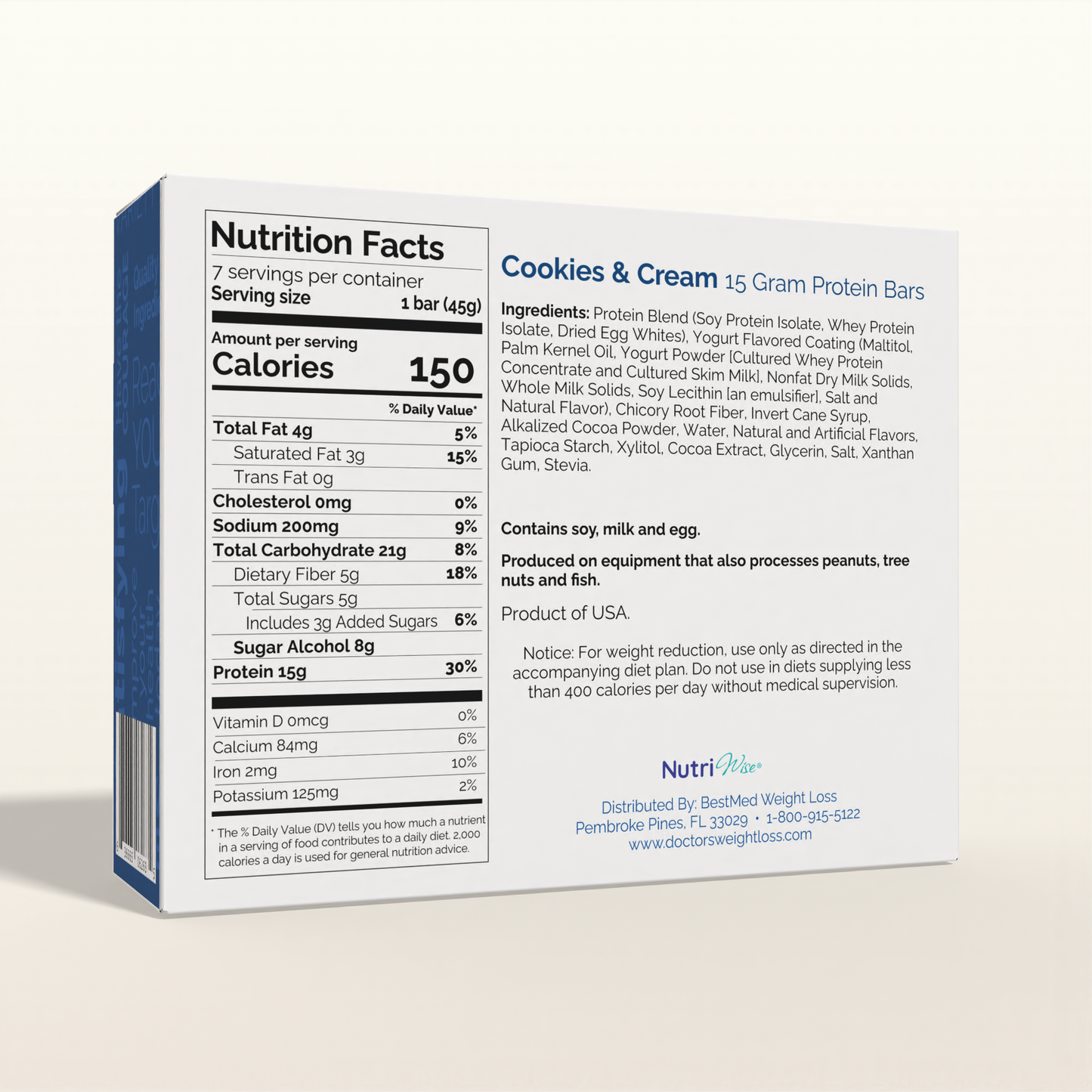 NutriWise Divine Cookies & Cream Protein Bars (7ct)