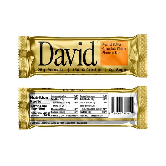 David Bars 28g High-Protein | Peanut Butter Chocolate Chunk (1ct)