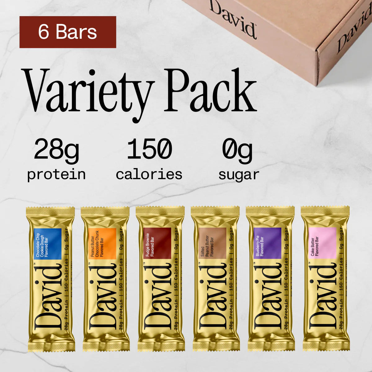 David Bars Variety Pack | High Protein 28g (6ct)