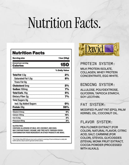 David Bars 28g High-Protein | Blueberry Pie (12ct)