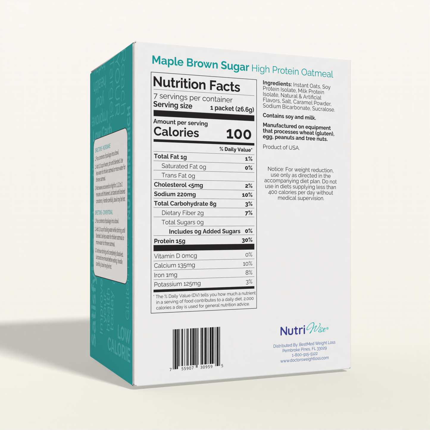 NutriWise Maple Brown Sugar Protein Oatmeal (7ct)