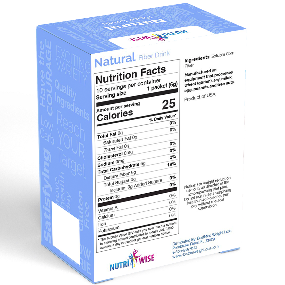 NutriWise® Natural Fiber Mix Unflavored (10/Box) - Doctors Weight Loss