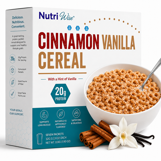 NutriWise Cinnamon Vanilla Cereal | High-Protein Breakfast (7ct)