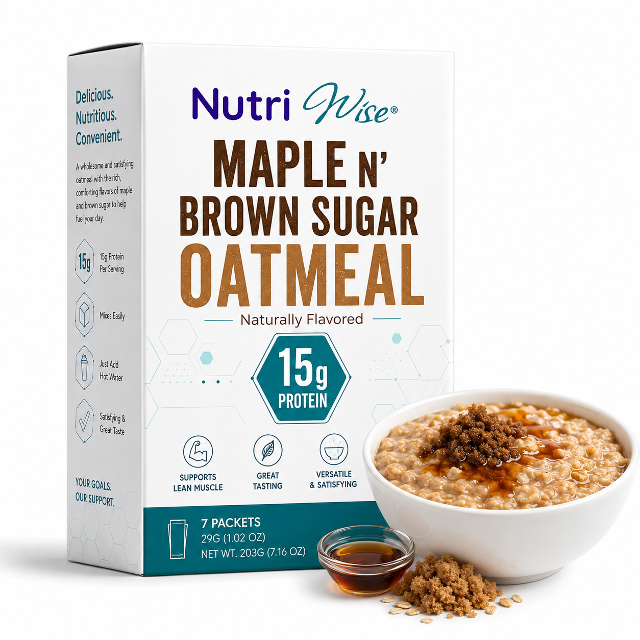 NutriWise Maple Brown Sugar Protein Oatmeal (7ct)