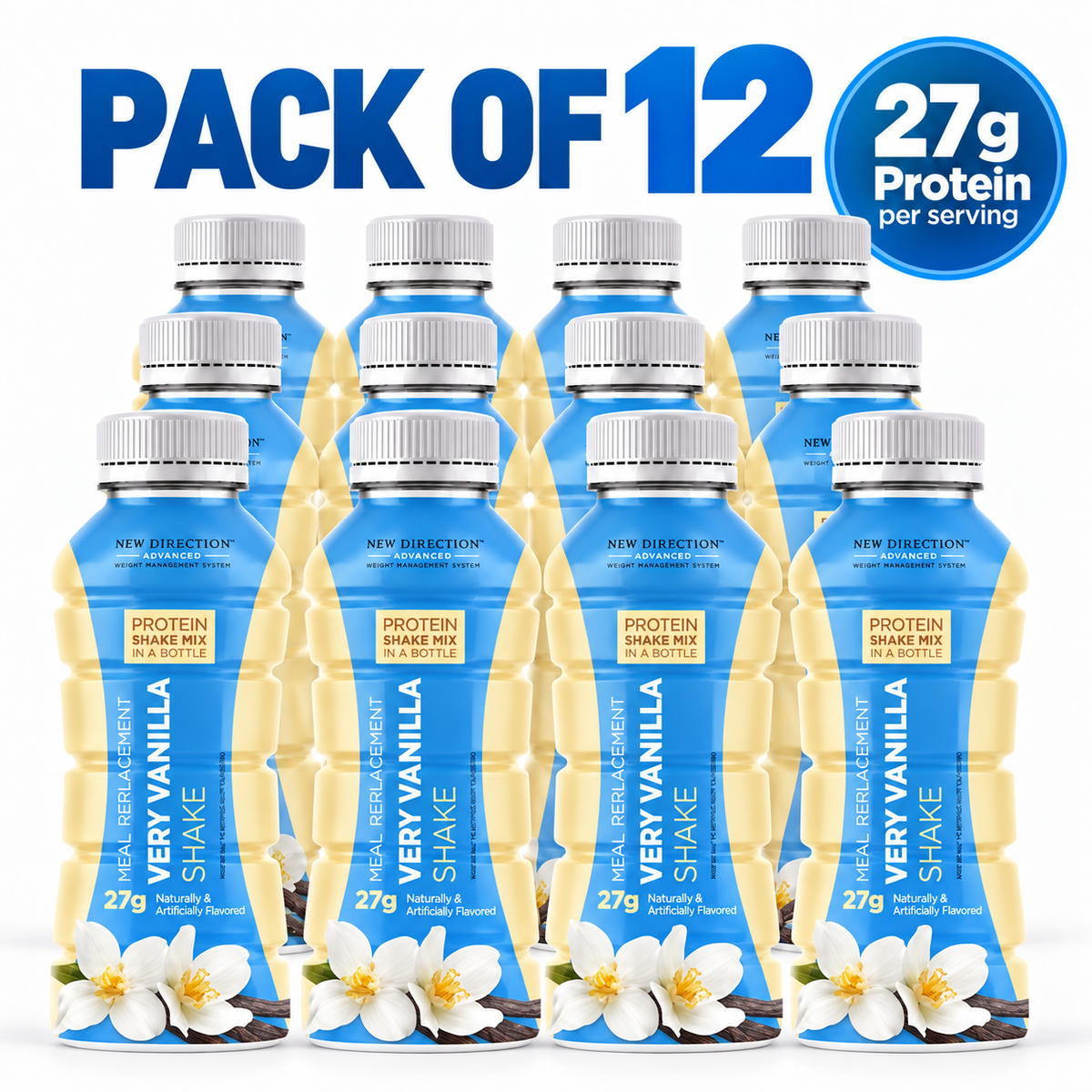New Direction Very Vanilla 27g Protein Shake (12 bottles)