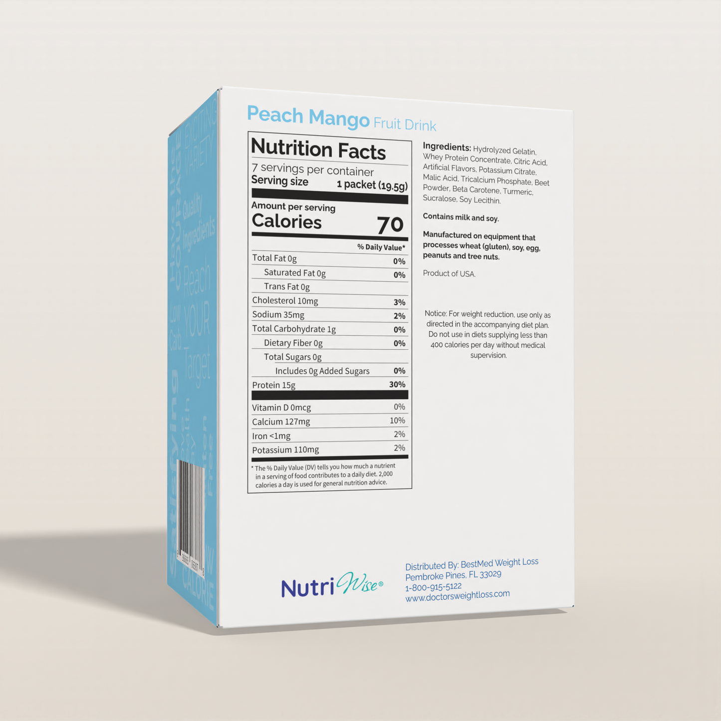 NutriWise Peach Mango Fruit High-Protein Drink (7ct)