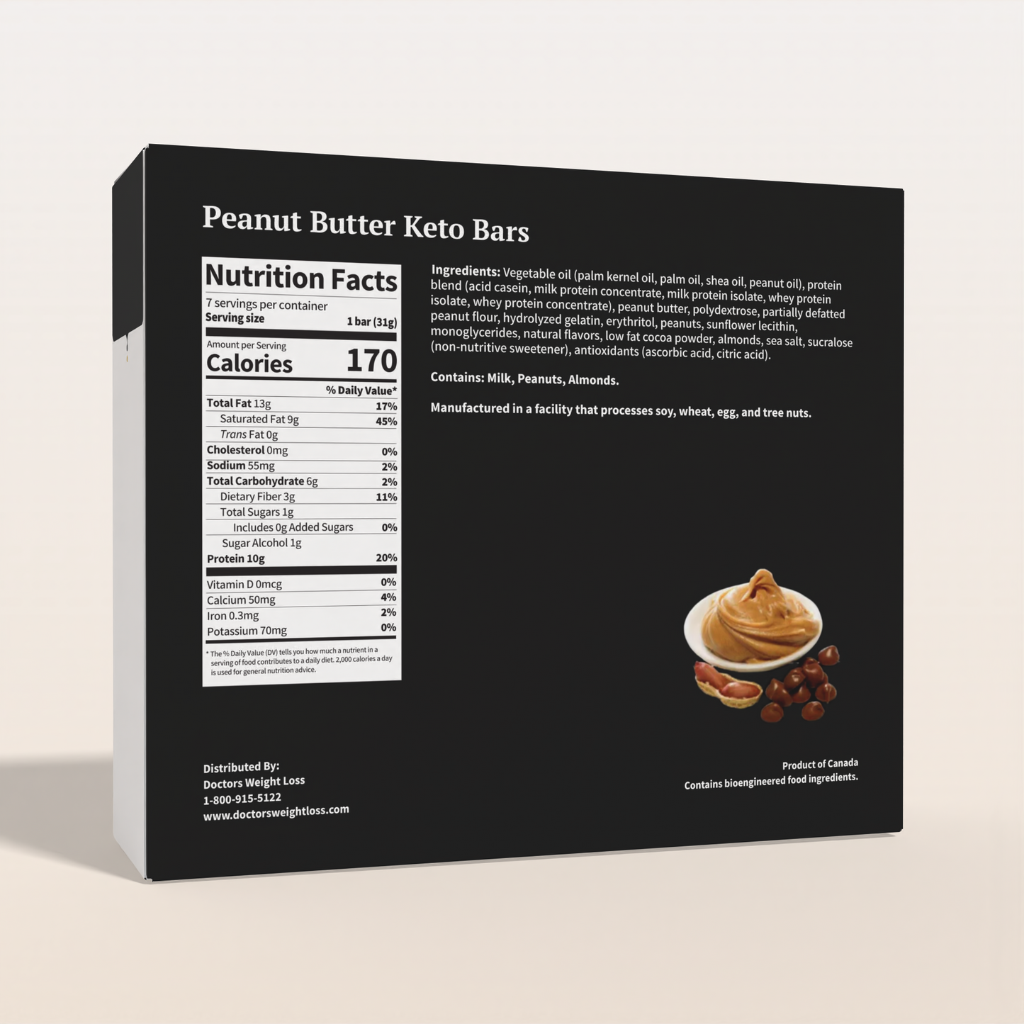 ProtiWise Peanut Butter Keto Diet-Friendly Protein Bars (7ct)