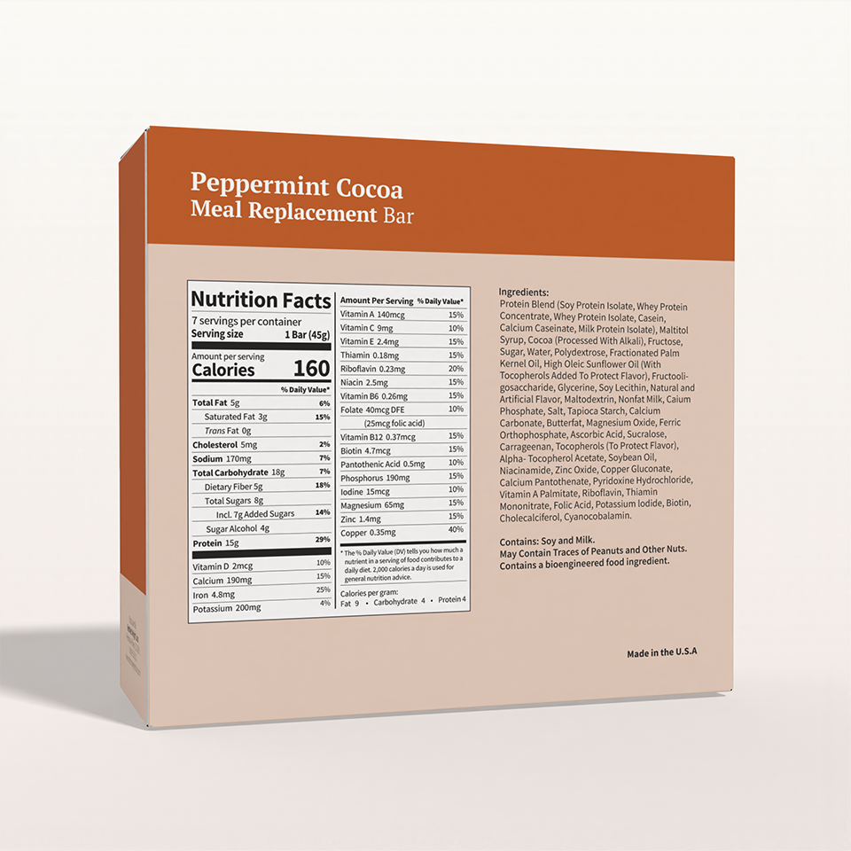 BestMed Meal Replacement Protein Bar, Peppermint Cocoa (7ct)