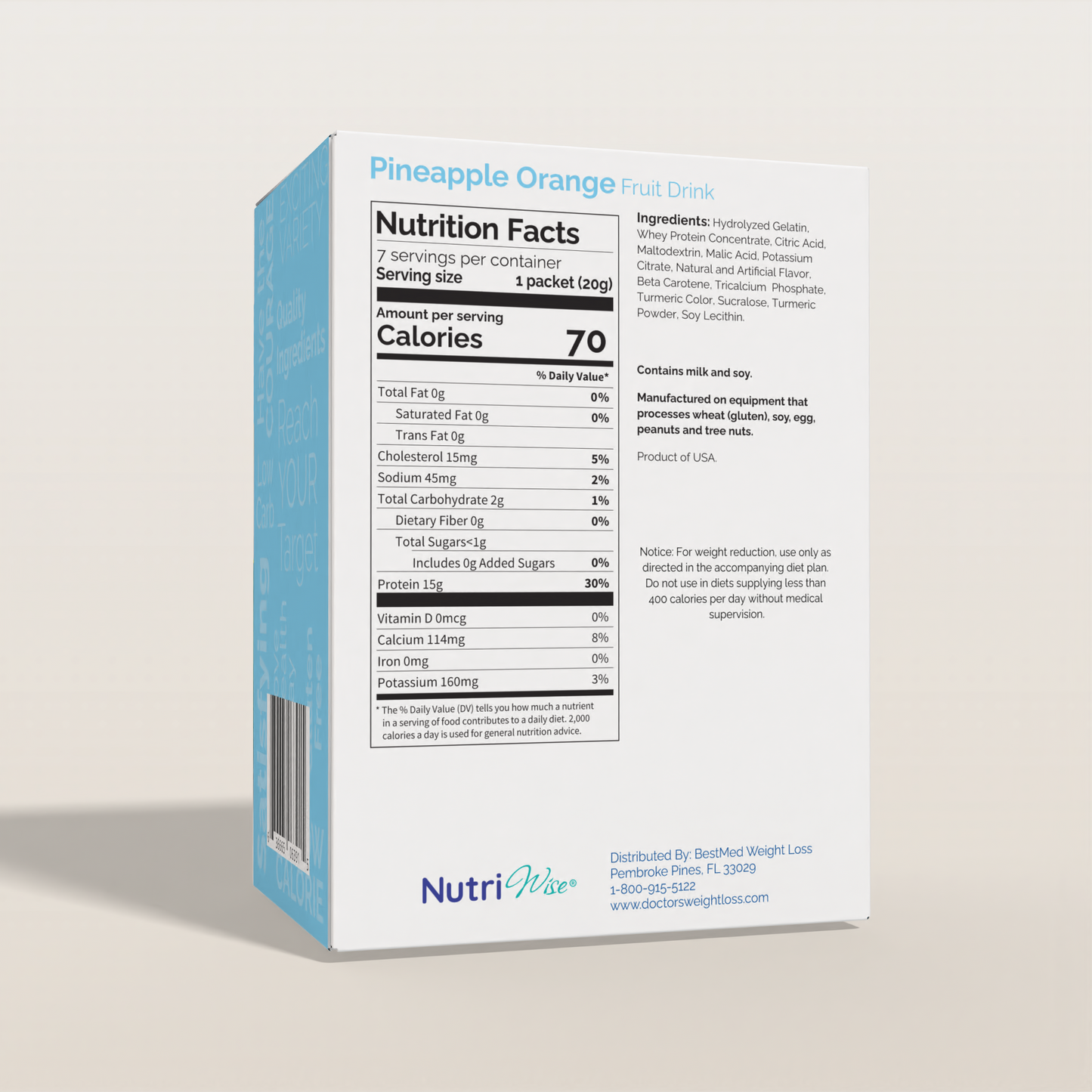 NutriWise Pineapple Orange Fruit Protein Drink (7ct)