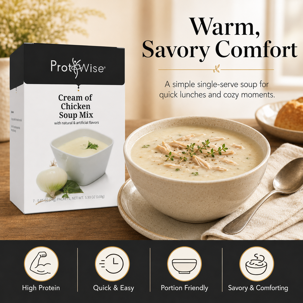 ProtiWise Cream of Chicken Soup | High-Protein (7ct)