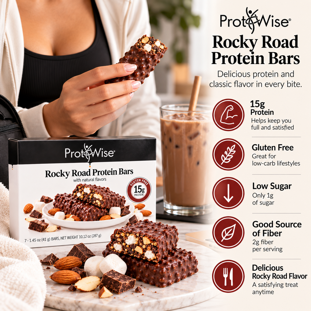 ProtiWise Rocky Road Protein Bars (7Serv)