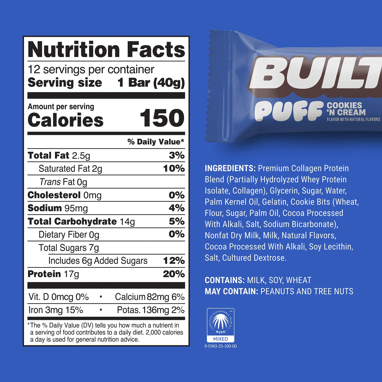 Built - Cookies 'N Cream Puff Bar (1ct)
