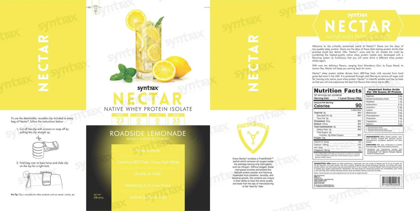 Syntrax Nectar 2lb Protein Powder - Lemonade (32 Serv)