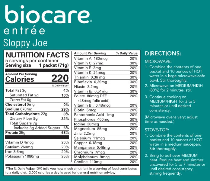 BioCare Sloppy Joe | 35g Protein | 5 Count