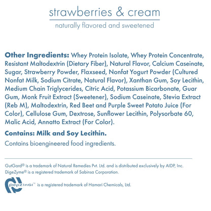 BioCare Strawberries & Cream Beverage GLP-1 Support | 30g Protein | 3 Boxes, 42 Total Servings